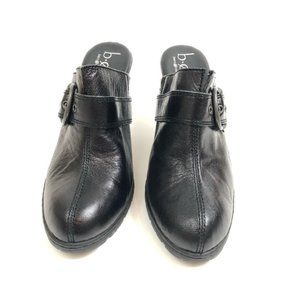 Born b.o.c Black Leather Heel Slip On Mules Sz 8